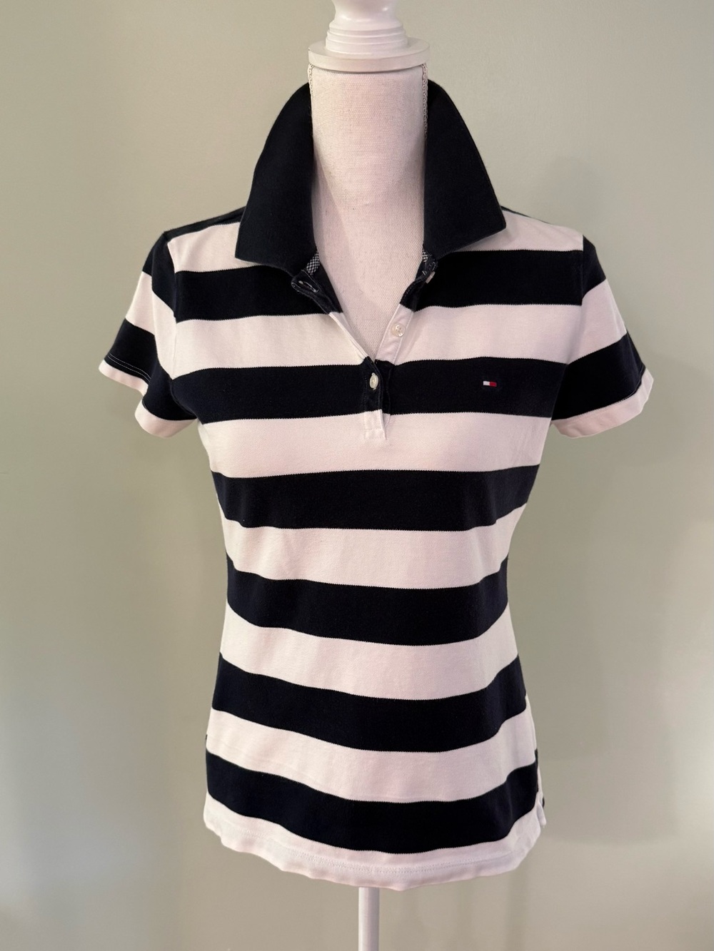 Tommy Hilfiger Black & White Striped Polo Shirt